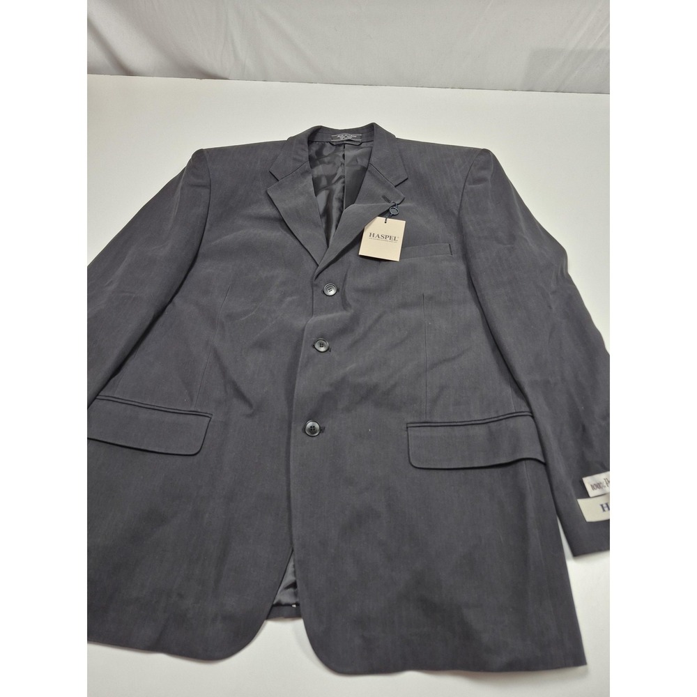 Haspel Suit Jacket Mens 46R Gray Silk Herringbone Manor 3 Button Sport Coat NWT